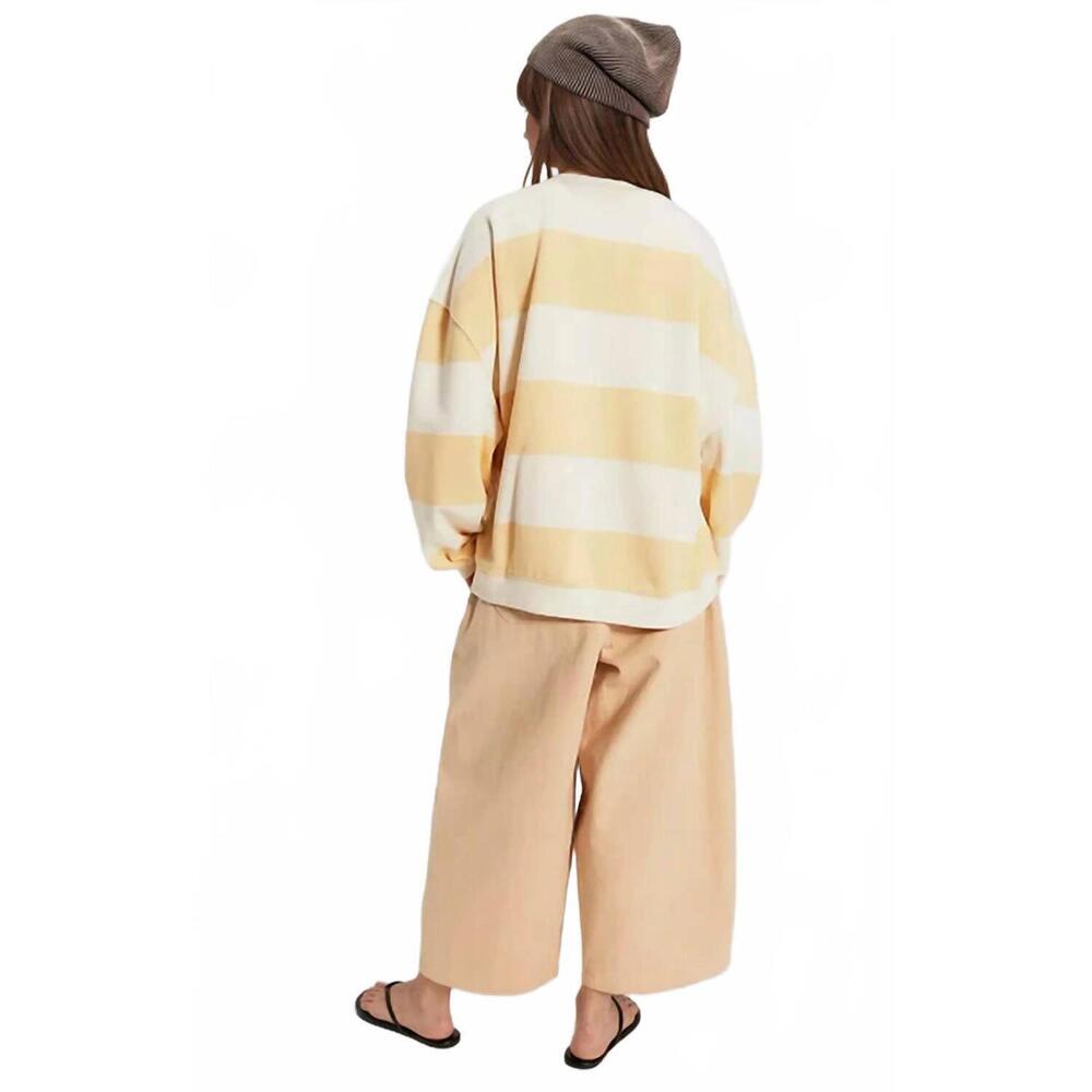 NEW FREE PEOPLE classic striped oversized crewneck top in apricot combo - Picture 3 of 6
